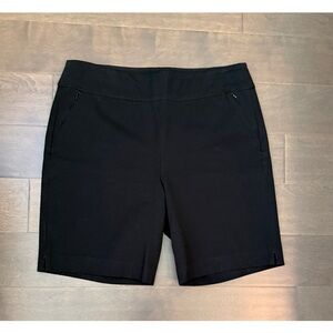 Soft Surroundings Black Mid-Rise Bermuda Shorts Zippered Pockets Excellent Large